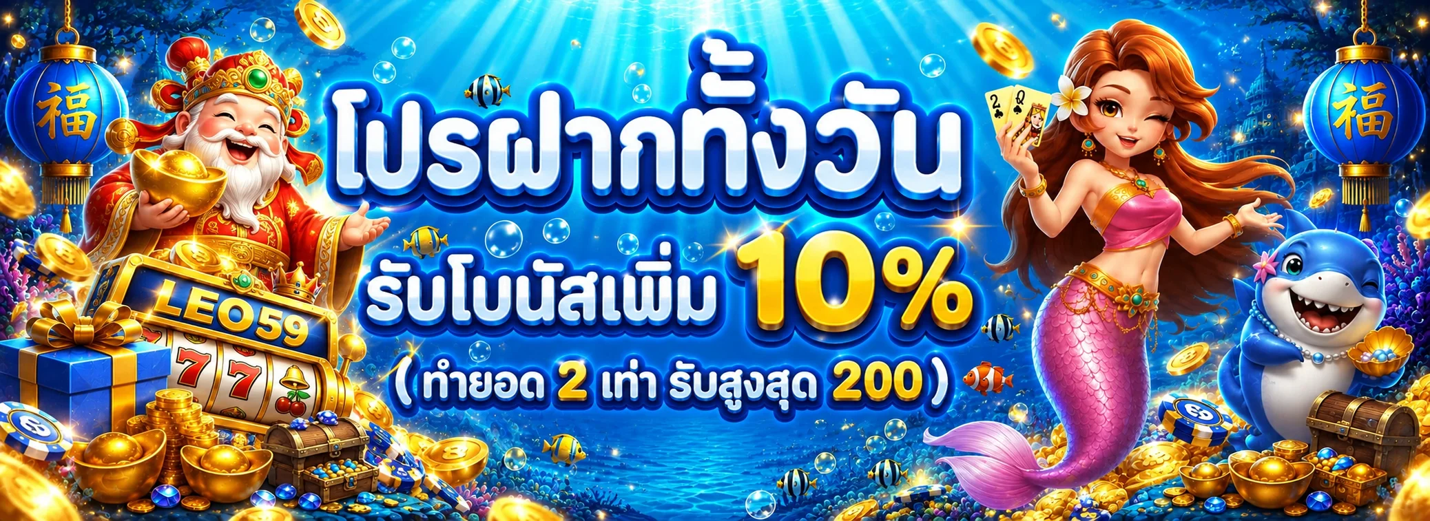 แบนเนอร์ LEO59 ทางเข้าเว็บหลักโทนน้ำเงินทอง